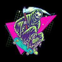 Halloween Retro 80's Skateboarding Grim Reaper Mug