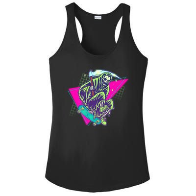 Halloween Retro 80's Skateboarding Grim Reaper Ladies PosiCharge Competitor Racerback Tank