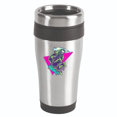 Halloween Retro 80's Skateboarding Grim Reaper 16oz Travel Tumbler