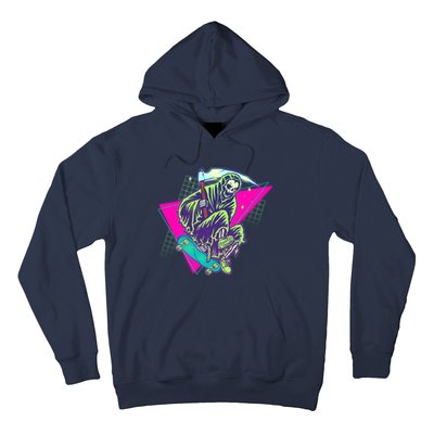 Halloween Retro 80's Skateboarding Grim Reaper Hoodie