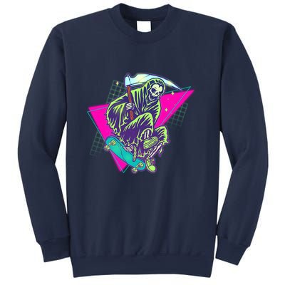 Halloween Retro 80's Skateboarding Grim Reaper Sweatshirt