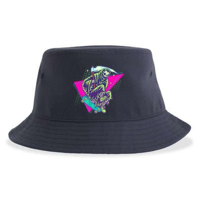 Halloween Retro 80's Skateboarding Grim Reaper Sustainable Bucket Hat