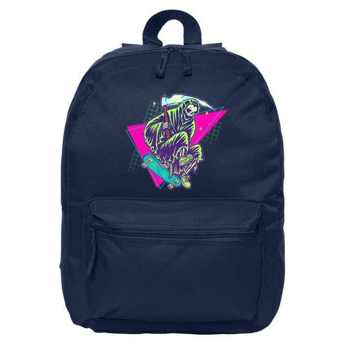 Halloween Retro 80's Skateboarding Grim Reaper 16 in Basic Backpack