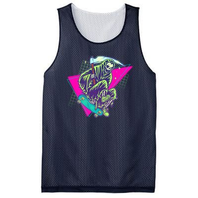 Halloween Retro 80's Skateboarding Grim Reaper Mesh Reversible Basketball Jersey Tank