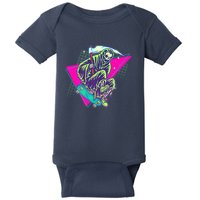Halloween Retro 80's Skateboarding Grim Reaper Baby Bodysuit