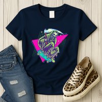 Halloween Retro 80's Skateboarding Grim Reaper Womens T-Shirt