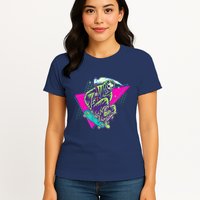 Halloween Retro 80's Skateboarding Grim Reaper Womens T-Shirt