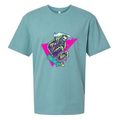 Halloween Retro 80's Skateboarding Grim Reaper Sueded Cloud Jersey T-Shirt