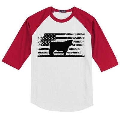 Hereford Rancher American Flag for Hereford Cow Farmer Kids Colorblock Raglan Jersey