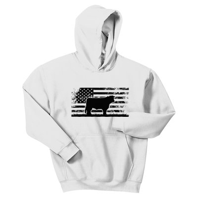 Hereford Rancher American Flag for Hereford Cow Farmer Kids Hoodie