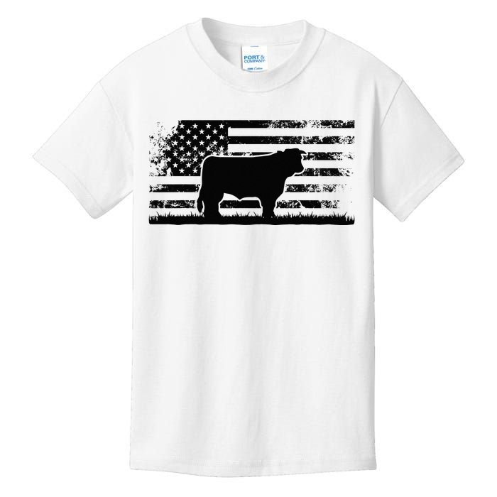 Hereford Rancher American Flag for Hereford Cow Farmer Kids T-Shirt