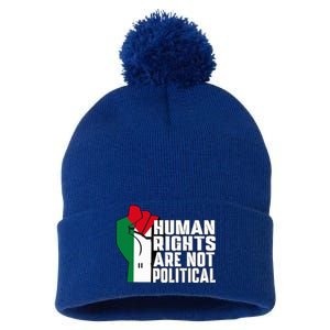 Human Rights Are Not Political Support Palestine and Gaza Pom Pom 12in Knit Beanie