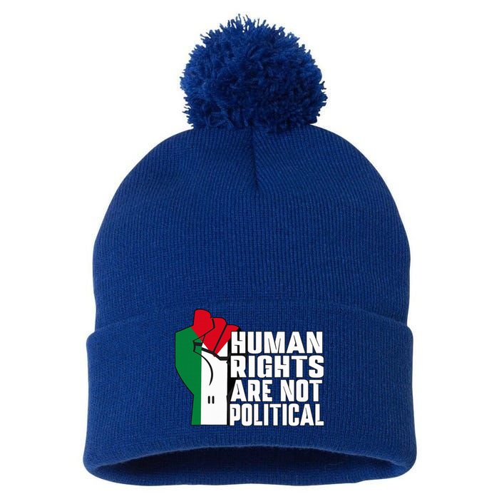 Human Rights Are Not Political Support Palestine and Gaza Pom Pom 12in Knit Beanie