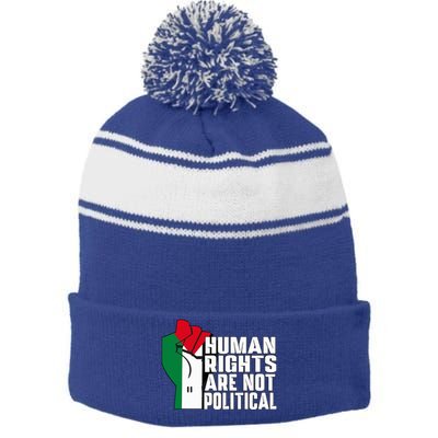 Human Rights Are Not Political Support Palestine and Gaza Stripe Pom Pom Beanie