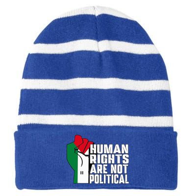 Human Rights Are Not Political Support Palestine and Gaza Striped Beanie with Solid Band