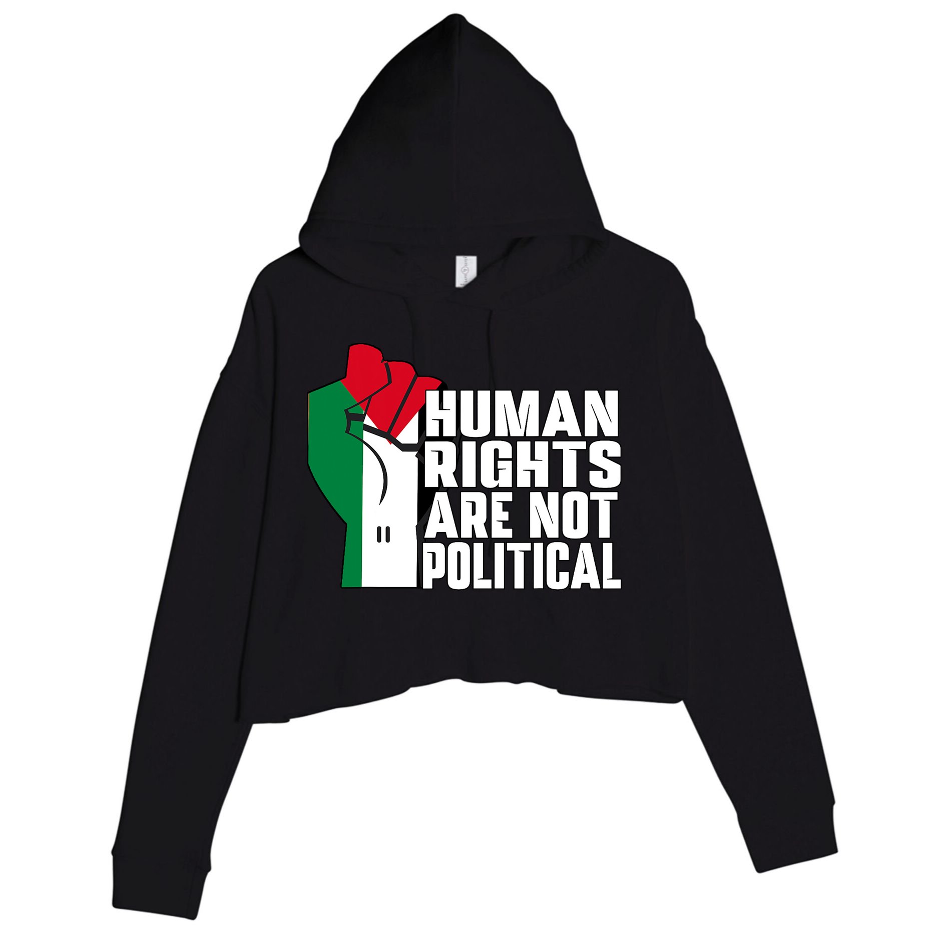 Human Rights Are Not Political Support Palestine And Gaza Crop Fleece Hoodie