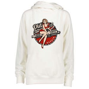 Hot Rod Art Retro Car Rockabilly Old School Womens Funnel Neck Pullover Hood