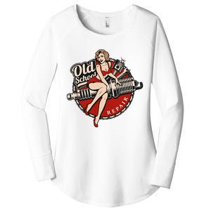 Hot Rod Art Retro Car Rockabilly Old School Women's Perfect Tri Tunic Long Sleeve Shirt