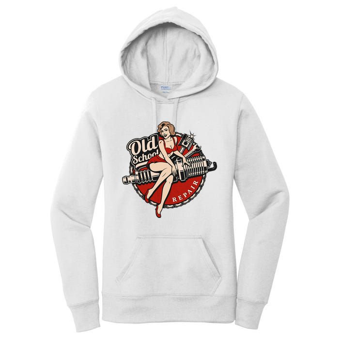 Hot Rod Art Retro Car Rockabilly Old School Women's Pullover Hoodie