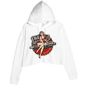 Hot Rod Art Retro Car Rockabilly Old School Crop Fleece Hoodie