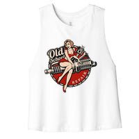 Hot Rod Art Retro Car Rockabilly Old School Women's Racerback Cropped Tank