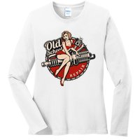 Hot Rod Art Retro Car Rockabilly Old School Ladies Long Sleeve Shirt