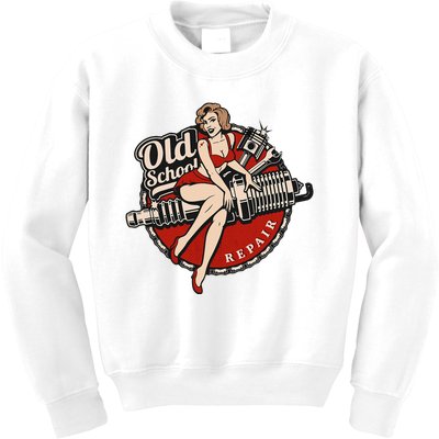 Hot Rod Art Retro Car Rockabilly Old School Kids Sweatshirt