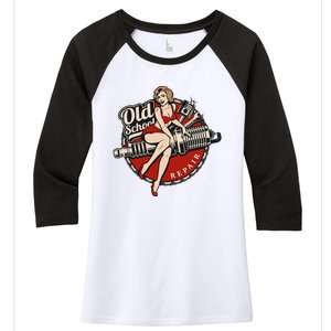 Hot Rod Art Retro Car Rockabilly Old School Women's Tri-Blend 3/4-Sleeve Raglan Shirt