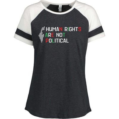 Human Rights Are Not Political Support Palestine Enza Ladies Jersey Colorblock Tee