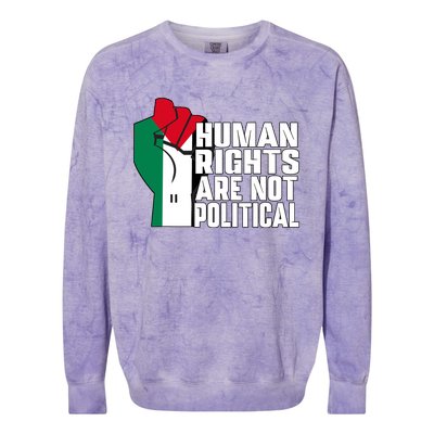 Human Rights Are Not Political Support Palestine And Gaza Colorblast Crewneck Sweatshirt