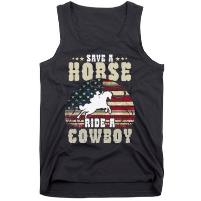 Horse Riding Adult Joke Save A Horse Ride A Cow Tank Top