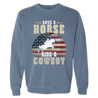 Horse Riding Adult Joke Save A Horse Ride A Cow Garment-Dyed Sweatshirt