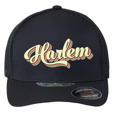 Harlem Retro Art Baseball Font Vintage Flexfit Unipanel Trucker Cap