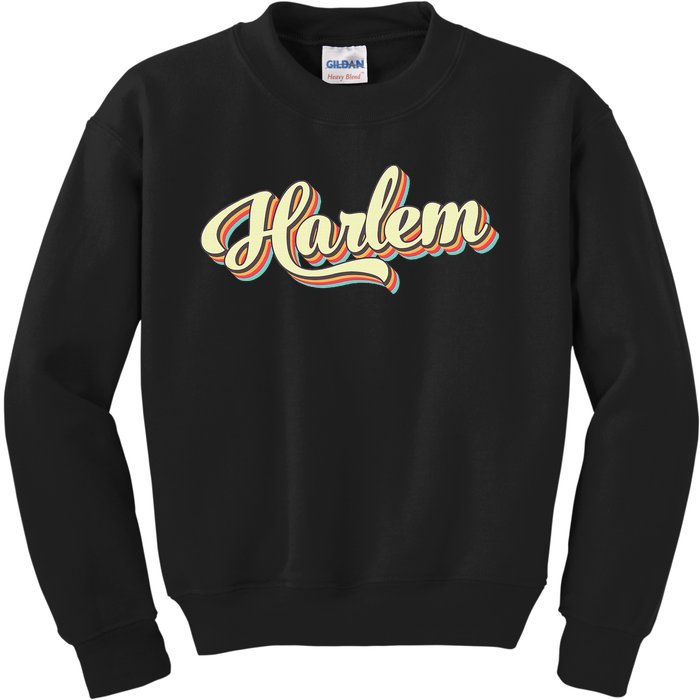 Harlem Retro Art Baseball Font Vintage Kids Sweatshirt