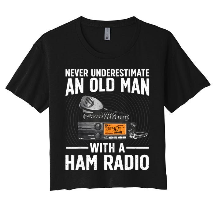 Ham Radio Art For Grandpa Amateur Radio Ham Operator Women's Crop Top Tee