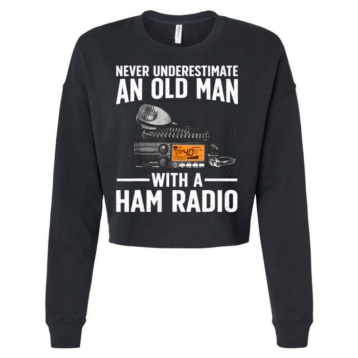 Ham Radio Art For Grandpa Amateur Radio Ham Operator Cropped Pullover Crew