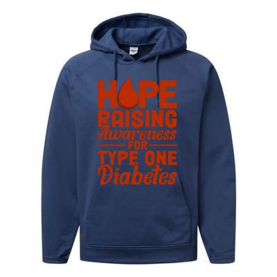 Hope Raising Awareness Diabetes Awareness Funny Gift Performance Fleece Hoodie