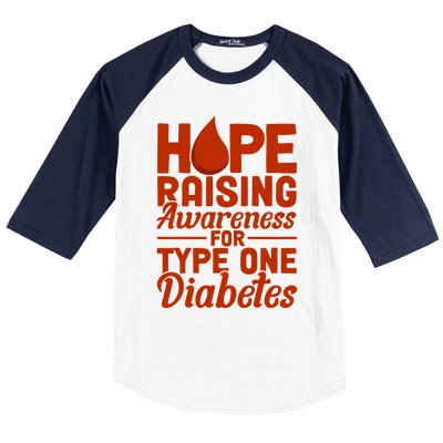 Hope Raising Awareness Diabetes Awareness Funny Gift Baseball Sleeve Shirt