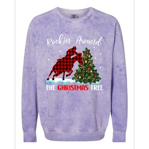 Horse Rockin Around Christmas Tree Barrel Equestrian Xmas Gift Colorblast Crewneck Sweatshirt