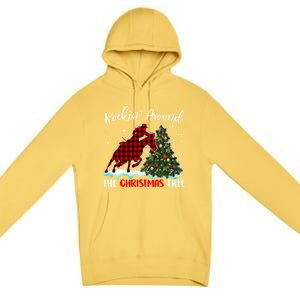 Horse Rockin Around Christmas Tree Barrel Equestrian Xmas Gift Premium Pullover Hoodie