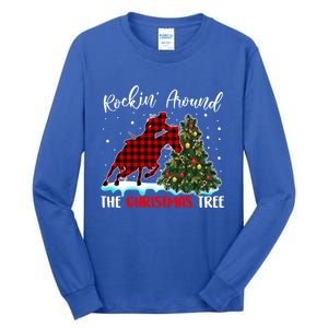 Horse Rockin Around Christmas Tree Barrel Equestrian Xmas Gift Tall Long Sleeve T-Shirt