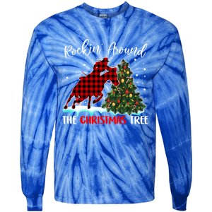 Horse Rockin Around Christmas Tree Barrel Equestrian Xmas Gift Tie-Dye Long Sleeve Shirt