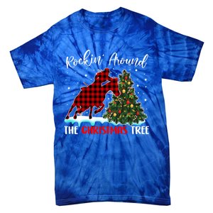 Horse Rockin Around Christmas Tree Barrel Equestrian Xmas Gift Tie-Dye T-Shirt