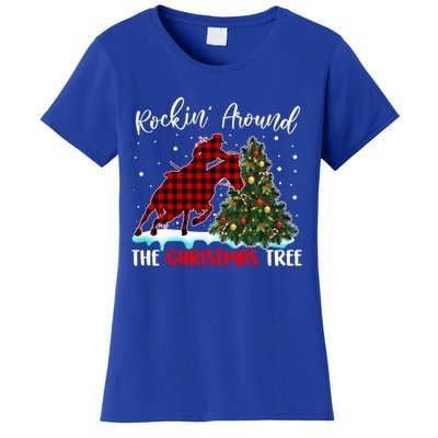 Horse Rockin Around Christmas Tree Barrel Equestrian Xmas Gift Women's T-Shirt