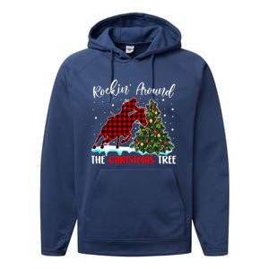 Horse Rockin Around Christmas Tree Barrel Equestrian Xmas Gift Performance Fleece Hoodie