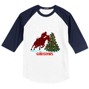 Horse Rockin Around Christmas Tree Barrel Equestrian Xmas Gift Baseball Sleeve Shirt