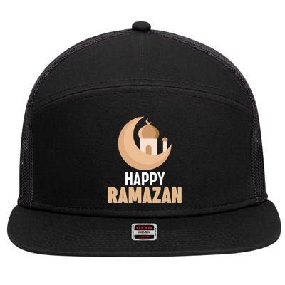 Happy Ramadan Arabic Calligraphy Gift For Ramadan Mubarak 7 Panel Mesh Trucker Snapback Hat