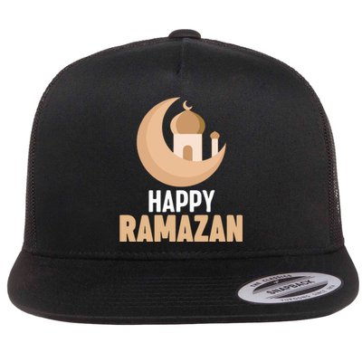 Happy Ramadan Arabic Calligraphy Gift For Ramadan Mubarak Flat Bill Trucker Hat