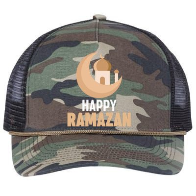 Happy Ramadan Arabic Calligraphy Gift For Ramadan Mubarak Retro Rope Trucker Hat Cap