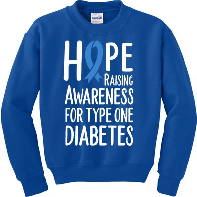 Hope Raising Awareness For Type One Diabetes Type1 Great Gift T1 Kids Sweatshirt